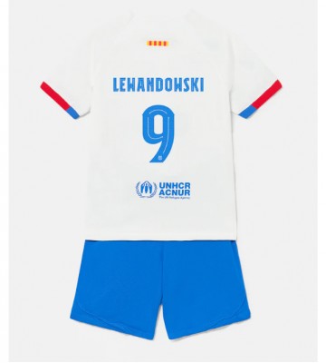 Barcelona Robert Lewandowski #9 Koszulka Wyjazdowych Dziecięca 2023-24 Krótki Rękaw (+ Krótkie spodenki)